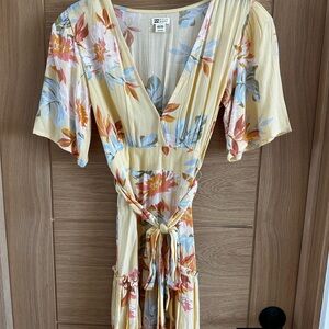 Billabong Beige Floral V-Neck Dress